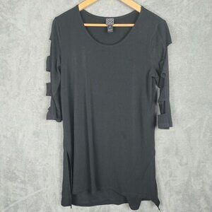 Clara Sun Woo Womens Black Tunic Shirt Size Medium Art to Wear Minimal Lagenlook